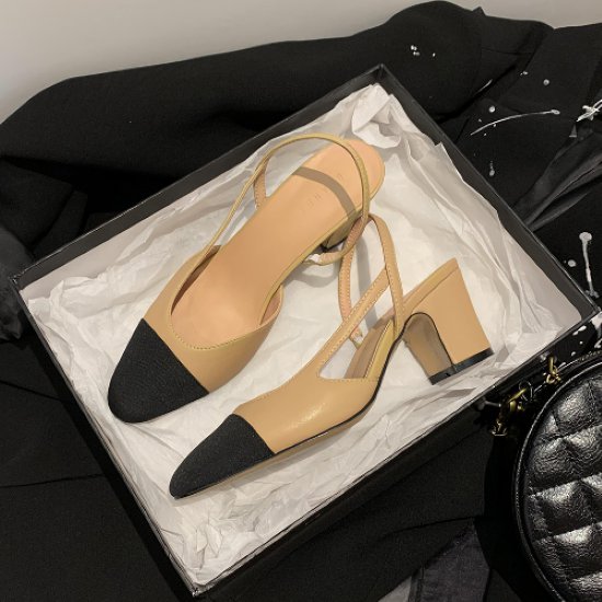 お お出かけ カジュアル コントラストカラー バイカラー ストラップ チャンキーヒール 太ヒール ヒール..