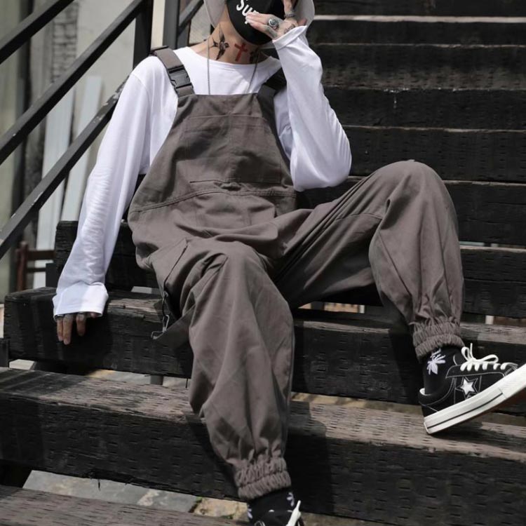 オールイ 薄手 オーバーオール サルエルパンツ カーゴパンツ 夏 春 カジュアル メンズ 作業着 大きいサイズ 韓国風