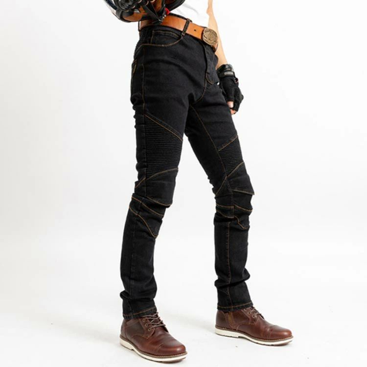 転倒防 膝パッド 細身 スキニー 男女兼用 レディース メンズ オートバイ バイクウェア デニム ジーンズ プロテクター付き パンツ