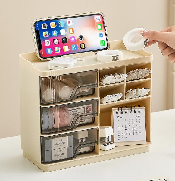 デスク 化粧品収納 オフィス収納 文房具 事務用品 仕切り 多機能 大容量 組立不要 引き出し 小物入れ ..