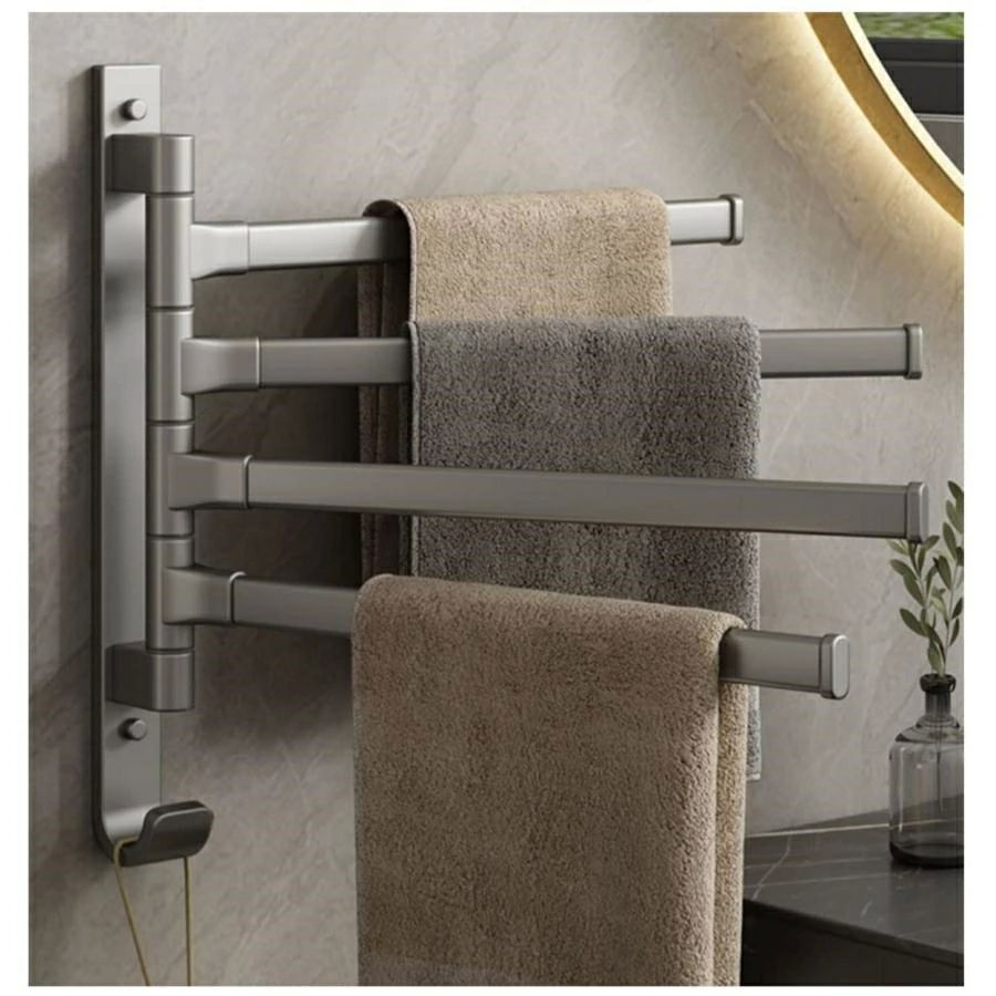 壁掛け タオルバー ステンレス 洗面所 スイングアーム タオル掛け タオルハンガー 回転式タオル掛け/浴..