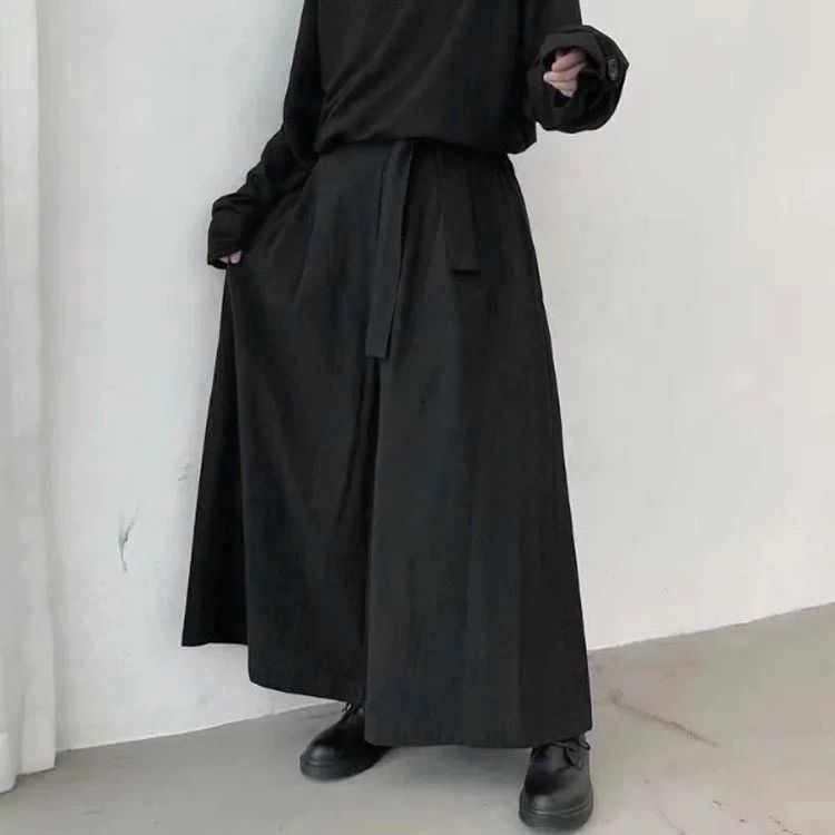 ハカマパンツ メンズ 袴 パンツ サルエルパンツ メンズ ワイドパンツ ユニセックス 袴ズボン パンツ 黒 ブラック ズボン ダンス コスプレ ゆったり ハンサム ズボン