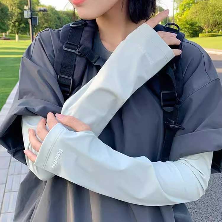 通学 アウトドア 通勤 UPF50+ レディース ストレッチ 袖穴付き 涼しい アームカバー ゆったり 接触冷感 スポーツ UVカット率98% 2
