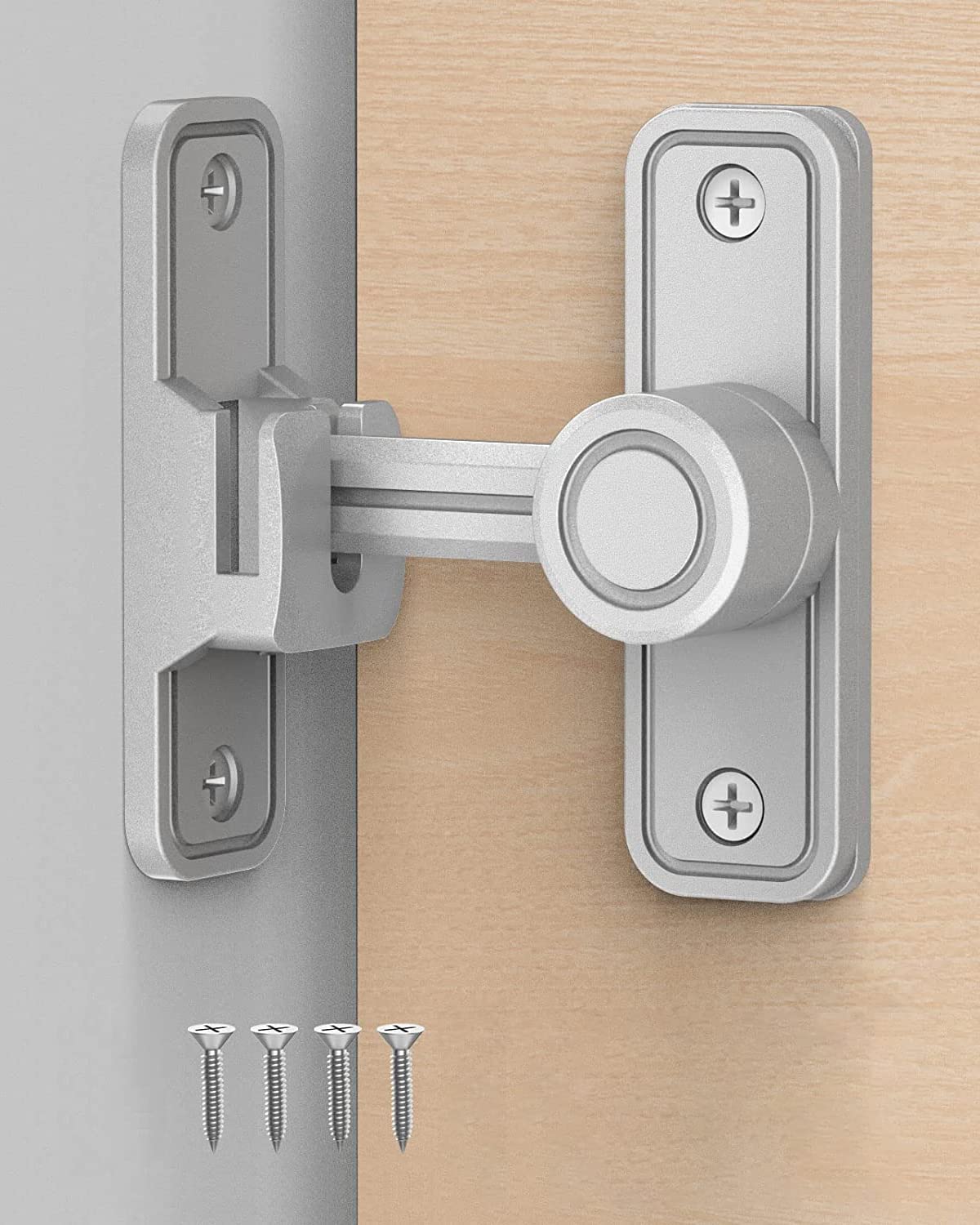 亜鉛合金 回転式 直角ドアバックル ゲートラッチ ドアラッチ 2つ組立て方法 穴開けなし/ネジつき ドア..