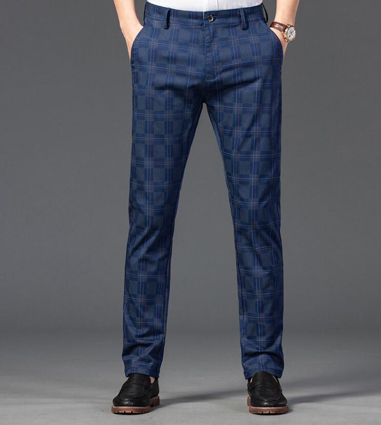 ビ ストレッチ スリム スラックス 長ズボン 美脚 秋 夏 春 ゴルフウェア メンズ ズボン パンツ 細身 清涼 薄手 チェック柄 7色