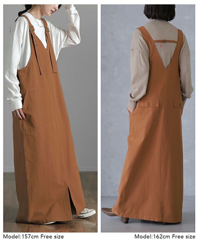 オー オーバーオール 体型カバー ロングワンピ ワンピース ジャンパースカート レディース スカート サロペット サロペスカート