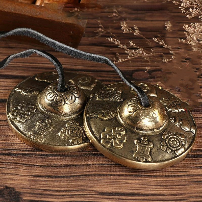 チベット密教法具 チベタンシンバル ラマシンバル 銅 音 瞑想 ヨガ 浄化用 緑青 青銅 ヴィンテージ