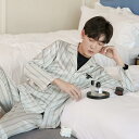 レーヨ 薄手 寝間着 家着 カップル ペア ブルドッグ柄 ストライプ シルク風 上下セット 長ズボン 長袖 レディース パジャマ 春秋