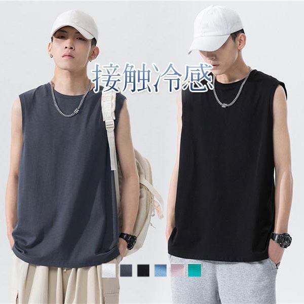 通気性 吸汗速乾 涼しい ジム 無地 接触冷感 夏 大きいサイズ 袖なし カットソー Tシャツ ノースリーブ メンズ タンクトップ
