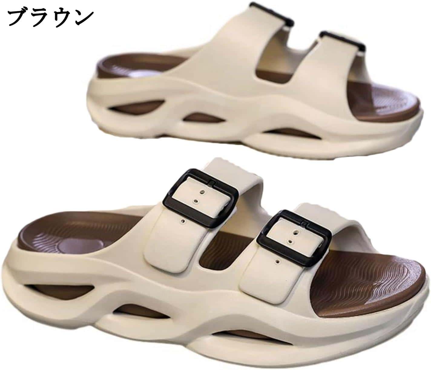 軽 耐摩耗 滑りにくい シャワーサンダル ルームシューズ EVA 厚底 切り替え パンチング 外履きスリッパ..