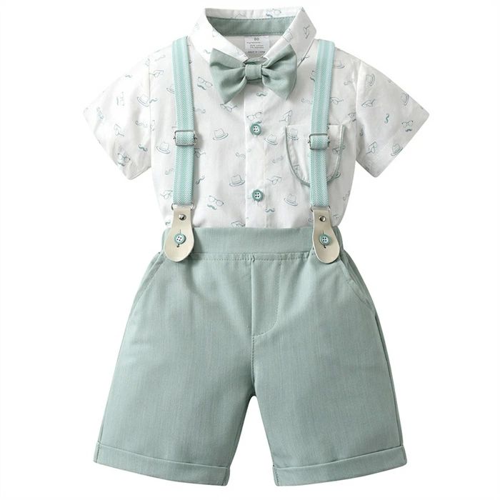 誕生日会 結婚式 キッズスーツ 男の子 半袖 子供服 キッズ 上下セット フォーマルスーツ セットアップ ..