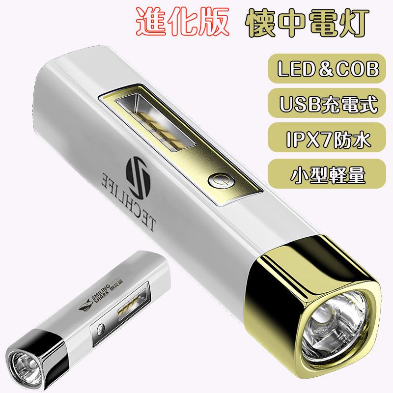 アウ コンパクト 防災グッズ 防災対策 防水 停電 作業灯 軽量 COBライト ハンディライト LEDライト 超小型 充電式 LED 懐中電灯