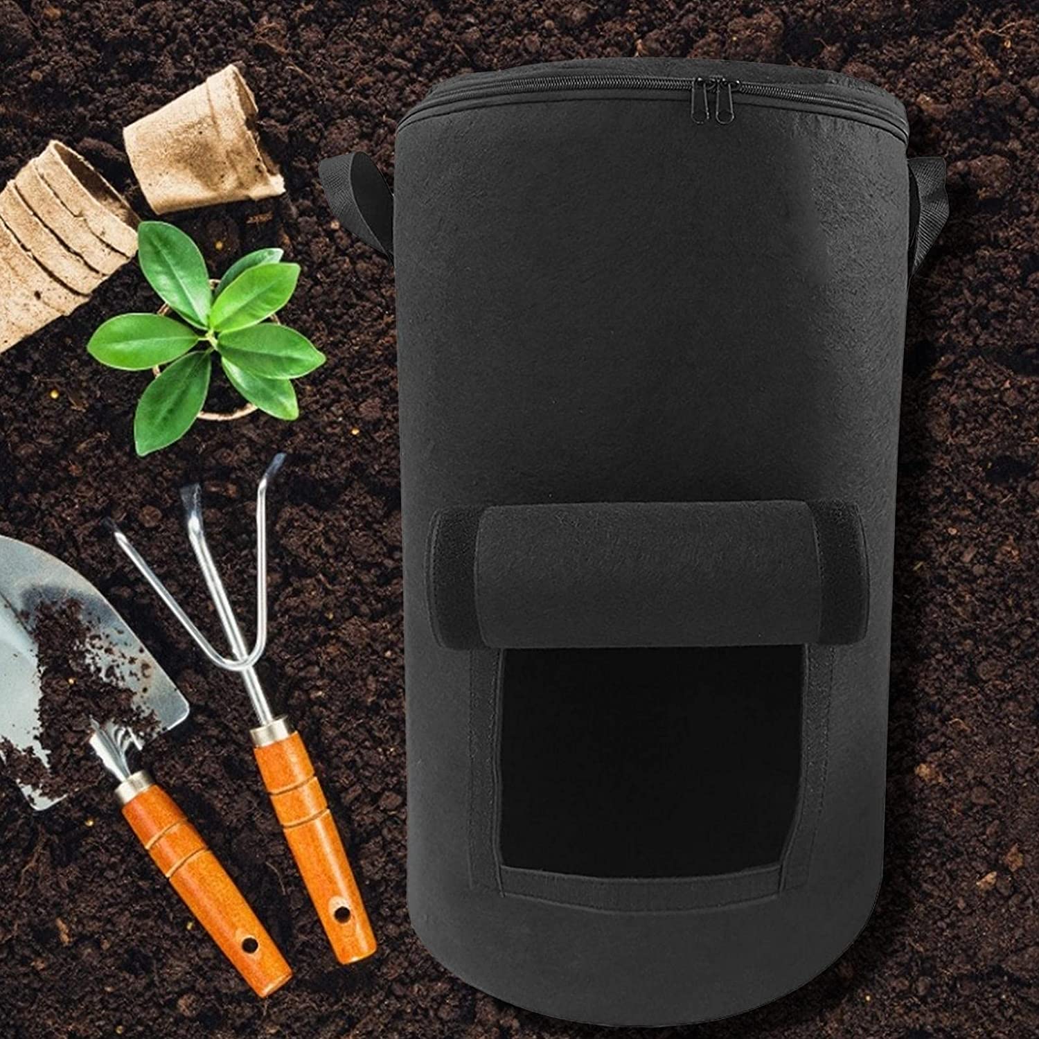 発 生ゴミ 優れる通気性 植え袋 ガーデン用 廃棄物処理コンポストバッグ 不織布コンポストバッグ 自家..