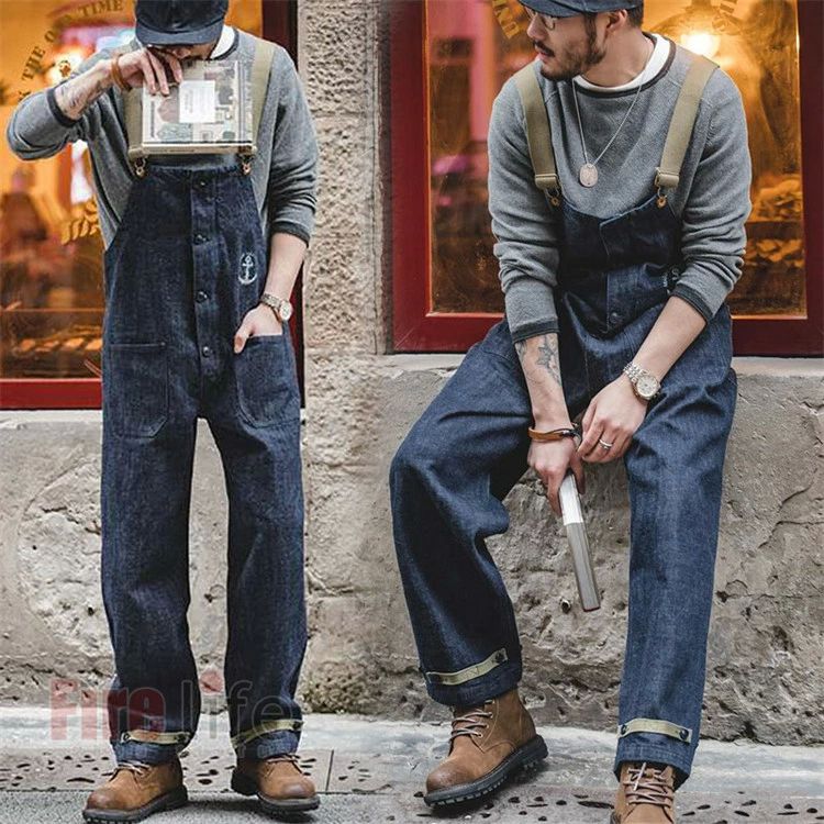 ワイドパンツ ロング ゆったり ジーンズパンツ 体型カバー つなぎ 大きいサイズ オールシーズン 秋 夏 デニムサロペット メンズ