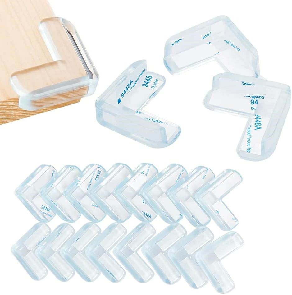 L型) 透明 L型( 20個セット 両面テープ付き 赤ちゃん・子供・年配の方 ケガ防止 シリコン製 コーナークッション