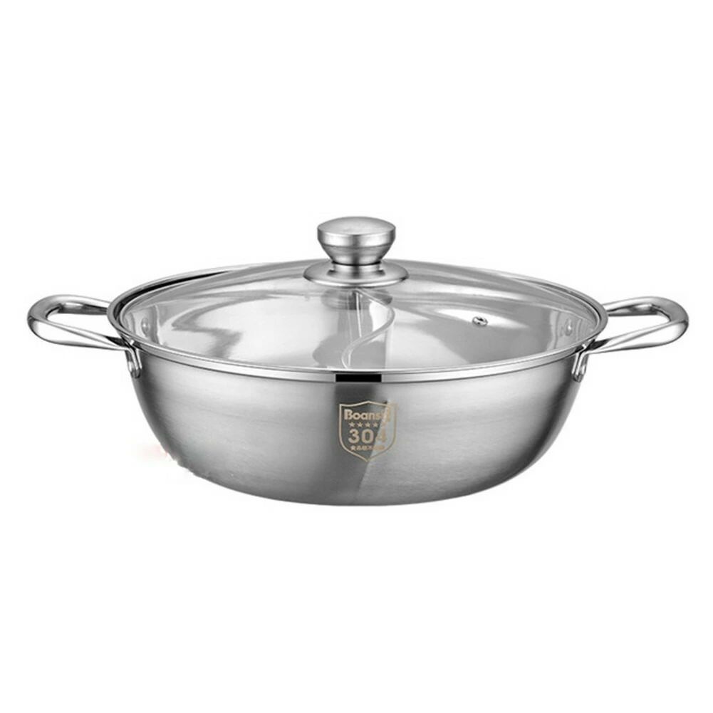 36cm (8-10人用) 宴会用 家庭 卓上鍋 しゃぶしゃぶ鍋 鍋 2食 付き 仕切り 両手 IH対応 ステンレス 二味鍋 仕切り鍋