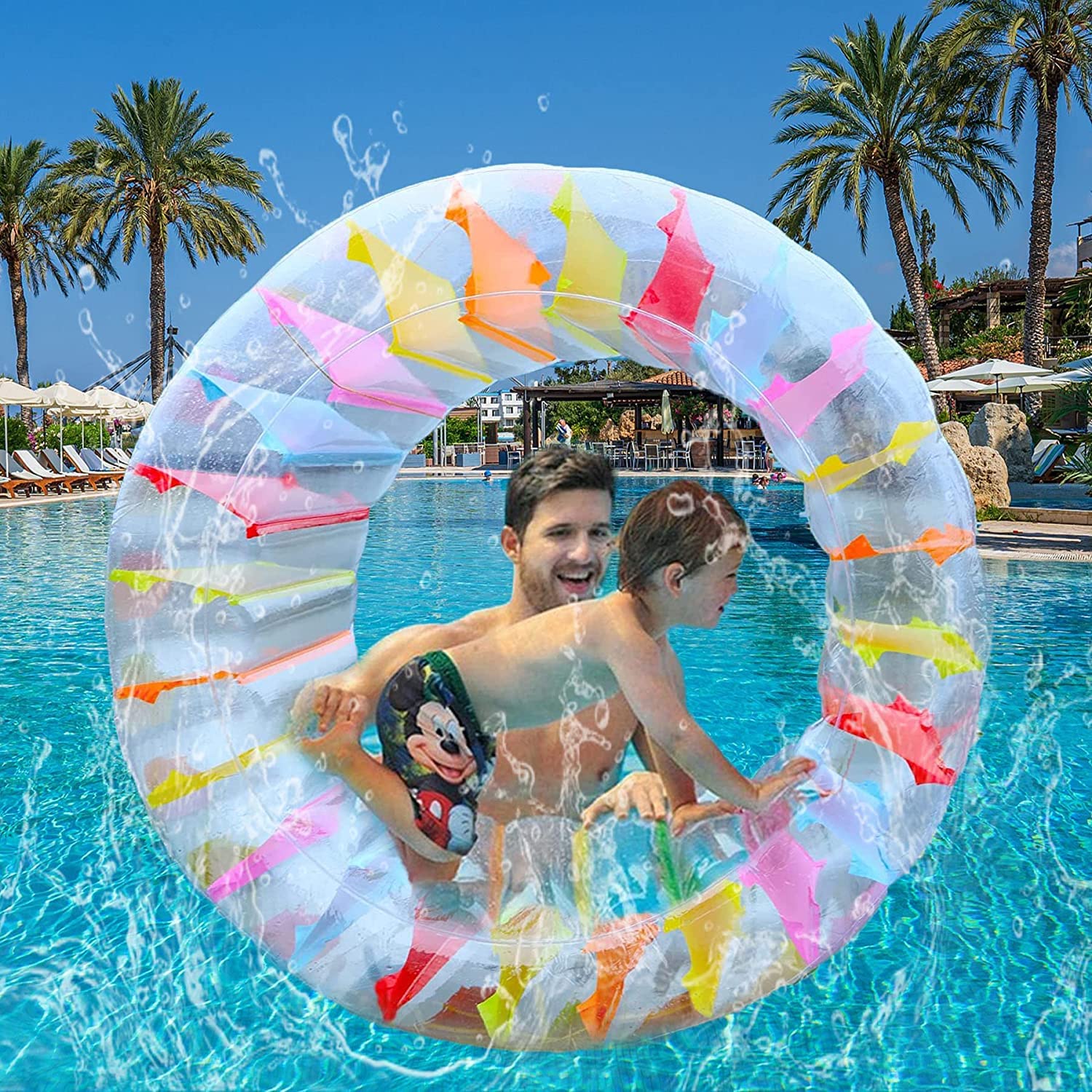 面白 大きい グッズ 海水浴 ナイトプール インスタ映え 遊具 水遊び うきわ 浮き輪 くるくる 回し車 プール用 家庭用 フロート
