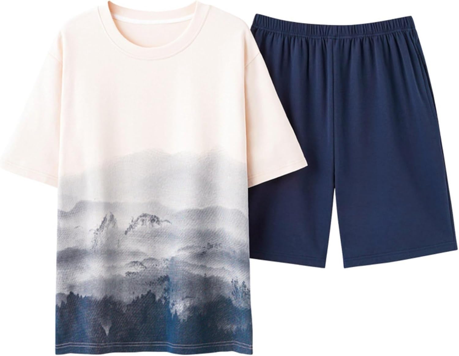 お風呂 寝巻き 部屋着 2点セット カジュアル 上下セット ショートパンツ 半袖 肌に優しい 綿 薄手 ルームウェア パジャマ メンズ