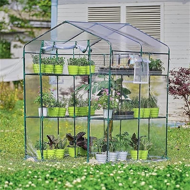 ビニールハウス ビニール温室 植物の温室 6段 家庭用 虫よけ PVC 保温 防水 花 野...