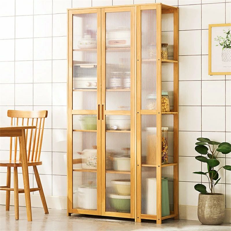 食器棚 キッチン収納 サイドボード竹製 カップボード キッチンキャビネット 自立型 パントリー リビングキャビネット キッチンパ