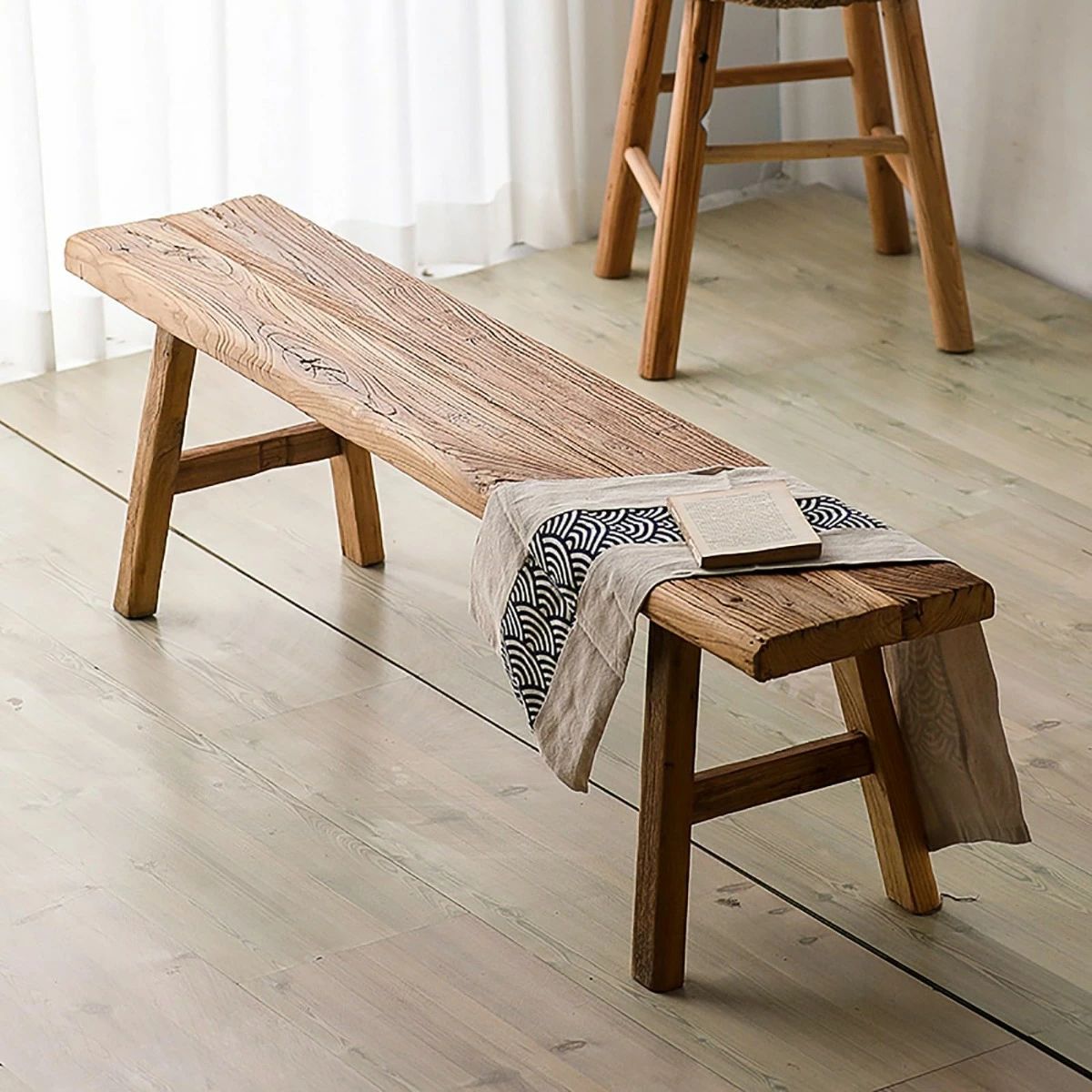 木製ロング ベンチ 無垢材 ダイニングベンチ ファームハウス ダイニングベンチ 100/120/140/160/180cm エントランスベンチ 松材