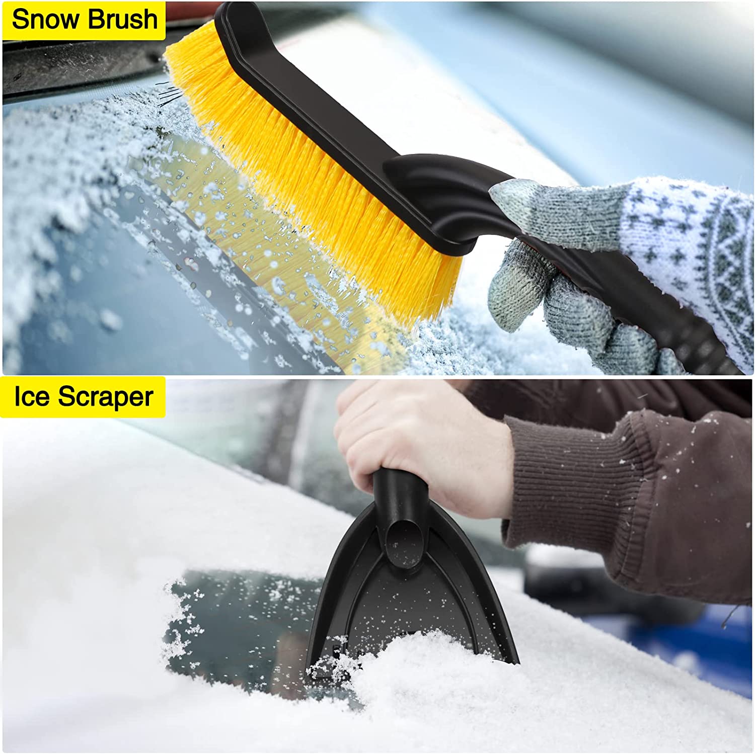 車用スノーブラシ スノースクレーパー 除雪ブラシ 車用雪かき 一台2役 分解可能 折りたたみ 多機能 雪対策 除雪ほうき アイススクレーパー付き 連結式 取付簡単 ベタ雪用 自動車 SUV トラック対応 全長66cm 結氷 除雪 除霜作業 霜取り 雪かきブラシ 雪落とし 除去用具