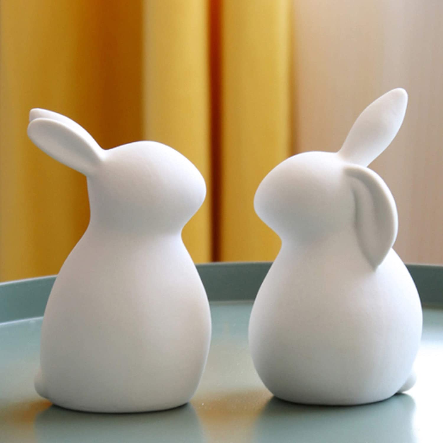 楽天HAYATE STORE白い陶製のウサギの置物、リビングの装飾、退職 プチギフト お歳暮 お年賀 ギフト 誕生日 プレゼント 内祝い セラミッククラフトウサギ、リビングルームの装飾