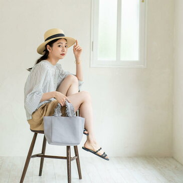 ミニトート ワンマイル バッグ レディース トートバッグ キャンバス フリルハンドル リボン かわいい 【 lifuka リフカ Sサイズ 】 ブラック グレー レオパード かわいい 大人 上品 ギフト 旅行 デート ピクニック HAYNI. ヘイニ