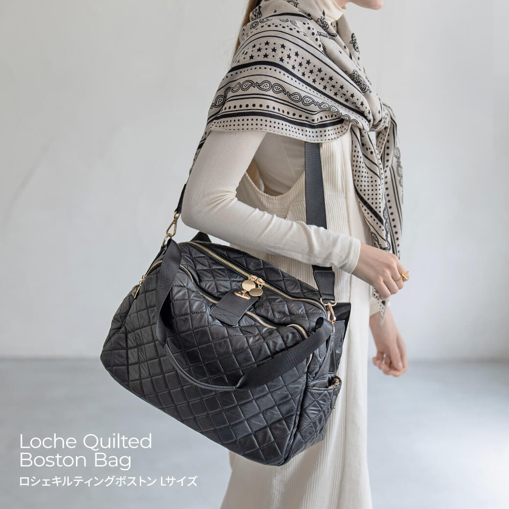 ヘイニ 旅行用持ち歩きバッグ レディース トラベル ボストンバッグ ショルダーバッグ【Loche Quilted Boston Bag ロシェキルティングボストン Lサイズ】レディース A4 旅行 通勤 通学 ジム 習い事 観劇バッグ スポーツ バッグ 大きめ 肩掛け 大容量 旅行バッグ 黒 ゴルフ プレゼント ギフト ブランド HAYNI ヘイニ