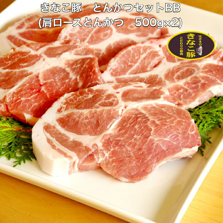 きなこ豚 とんかつセットBB 1kg(肩ロース 500g×2)きなこ豚 ロース とんかつ 便利 小分け 送料無料 グルメ ブランド豚 大豆 きなこ 国産 宮崎県産 都城 ギフト プレゼント お中元 お歳暮 贈り物
