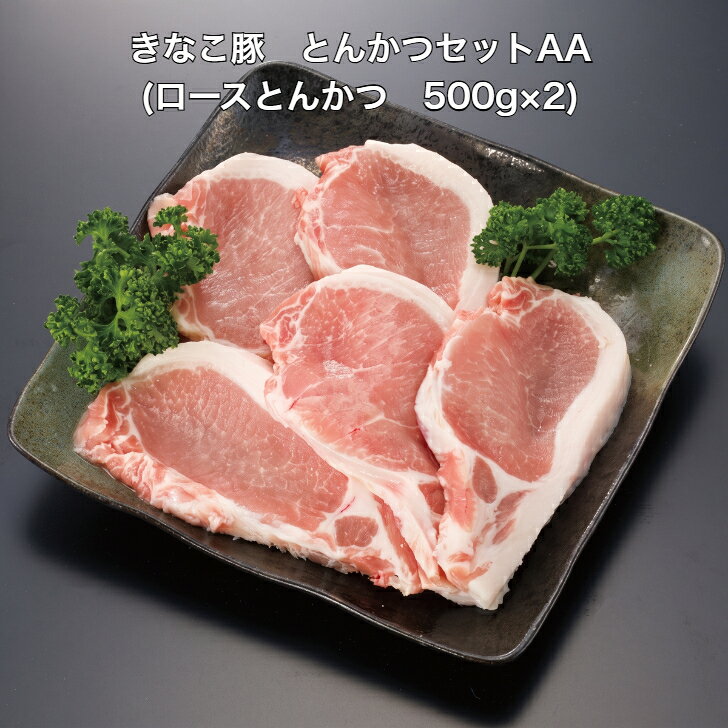 きなこ豚 とんかつセットAA 1kg(ロース 500g×2)きなこ豚 ロース とんかつ 便利 小分け 送料無料 グルメ ブランド豚 大豆 きなこ 国産 宮崎県産 都城 ギフト プレゼント お中元 お歳暮 贈り物