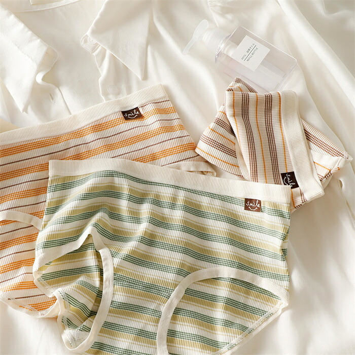 【時間限定全品10%OFF】ショーツ レースショーツ 単枚売り one size 女の子 ヒップアップ 美尻 20代30代40代 レディース スタンダードショーツ 全綿 ストライプ 女の子 かわいい 大人 下着 2