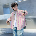 【時間限定10%OFF】子供シャツ 長袖シャツ キッズ トップス ブラウス 子供服 キッズ 男の子 長袖 ピンク ストライプ シャツジャケット 前開き 春秋 カジュアルシャツ ブラック グリーン 普段着 通気 吸汗 トップス 綿100%
