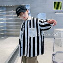 【時間限定10%OFF】子供シャツ 長袖シャツ キッズ トップス ブラウス 子供服 キッズ 男の子 長袖 ストライプ シャツジャケット 前開き 春秋 カジュアル...