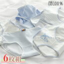 【2点以上15%OFF&ポイント2倍】ショーツ 綿100% レディース 6点セット かわいい コットンショーツ 下着 ショーツ 女性 ストライプ チェック リボン ブルー ホワイト系 無地 綿 レディース 少女 コットン ショーツ 綿パンツ 下着女性(4)