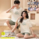 パジャマ 半袖 夏 メンズ ルームウェア 外出 ショートパンツ トップス セットアップ レディース ストライプ 綿 ゆったり ペアパジャマ ギフト カップル 結...