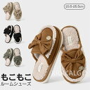 【期間限定10%OFF】もこもこスリッパ 春秋 レディース ルームシューズ春秋 室内 スリッパ 暖かい ソール4cm リボン柄 洗える ふわふわ もこもこ スリ...