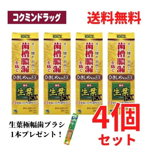 【数量限定】薬用 生葉EX 個数限定歯ブラシ付き 【100g 4個セット】 小林製薬 