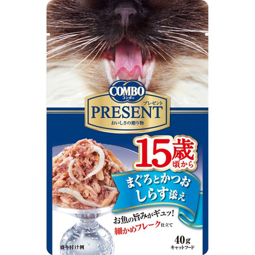 コンボプレゼント　キャット　レトルト　15歳頃から　まぐろとかつお　しらす添え　【40g】(日本ペットフード)【ペットフード/キャットフード】