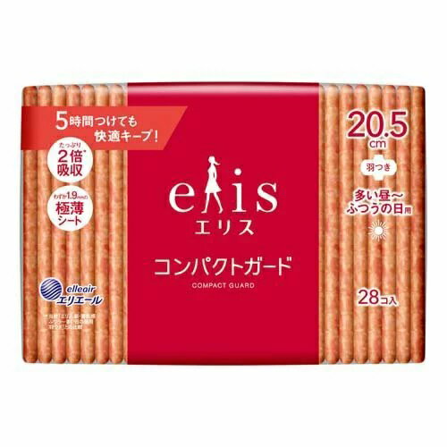 エリス　コンパクトガード　多い昼〜ふつうの日用　羽つき　20.5cm　【28コ入】(大王製紙)