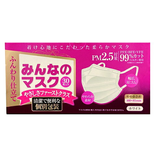 みんなのマスク個包装 やや小さめサイズ 【30枚】(原田産業)