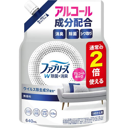 内容量640ml商品説明ウイルス除去成分配合スプレーするだけで除菌＆消臭！布団や枕に ソファやカーペットに 梅雨や衣替え時期に 外出後に肌に触れる衣類やお子さまのいる家庭での使用もOK！発売販売元P＆G(プロクター＆ギャンブル)【ホームケア製品（ファブリーズ）】電話：0120-118-226受付時間：9:15〜17:00メーカー名P&G広告文責株式会社コクミンTEL 06-6671-0315区分フェブリックスプレー