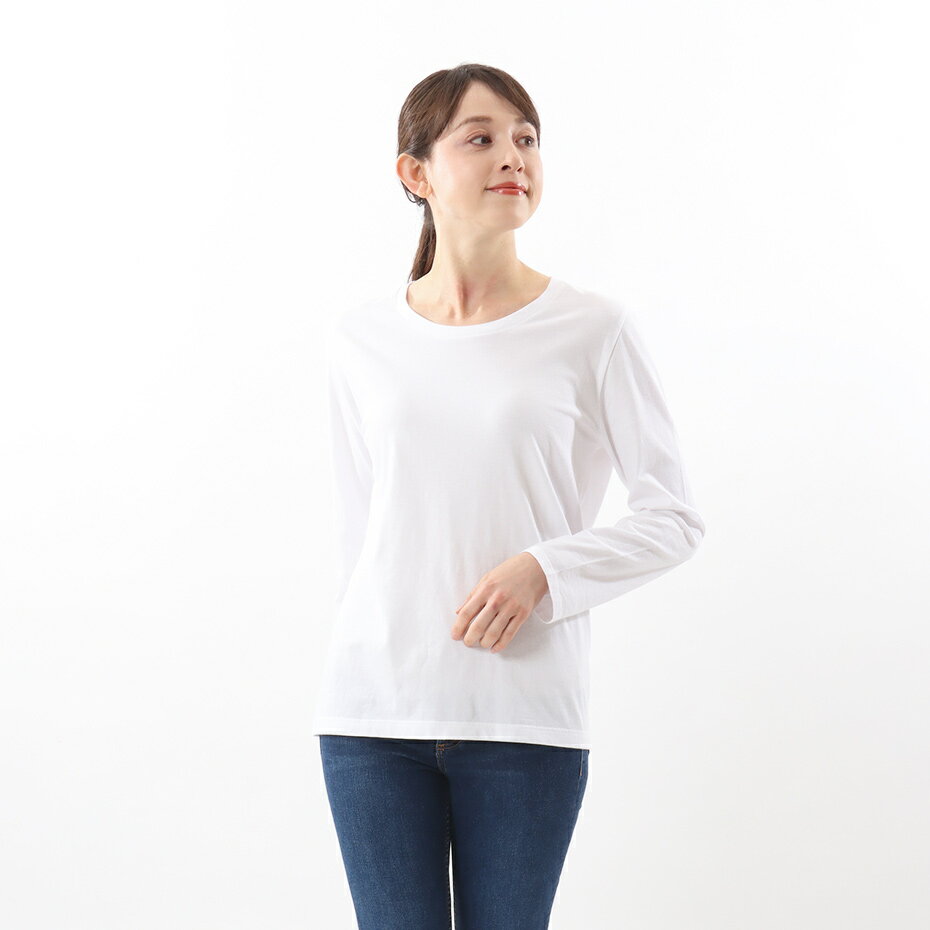 【公式】ヘインズ Hanes ウィメンズ ジャパンフィット【2枚組】クルーネックロングスリーブTシャツ 5.3oz 23FW Japan Fit for HER ヘインズ(HW5430)★ トップス レディース 無地 長袖 ロンT 白T 白Tシャツ カットソー ルールウエア インナー 綿 コットン ママのサムネイル
