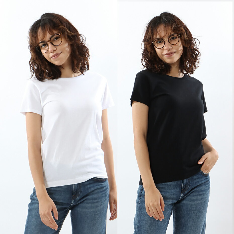 ヘインズ Hanes ウィメンズ ジャパンフィットクルーネックTシャツ 24SS Japan Fit for HER (HW5320)★ トップス レディース 無地 半袖 白T 白Tシャツ カットソー ルールウエア インナー 綿 コットン ママ 女性用 女性 パックT 無地