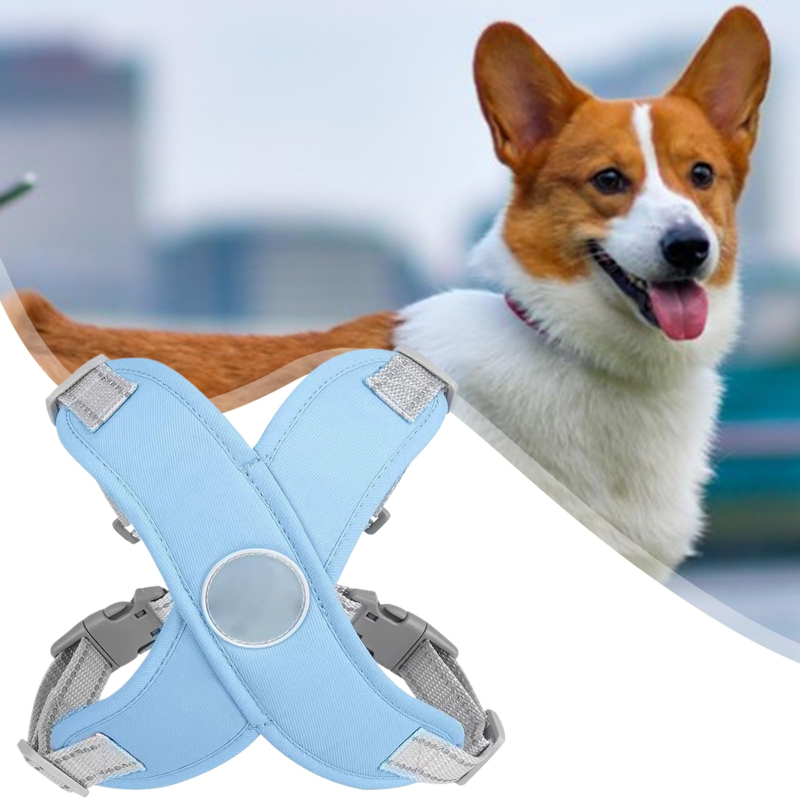 犬のハーネス、ハーネス中サイズの犬,脱出犬のベストハーネス | アウトドアナイトウォーキング旅行のための調整可能なペットトレーニングアクセサリー
