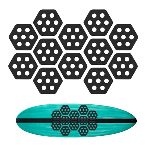 スキムボード トラクションパッド,六角形 12枚 パドルボード デッキパッド | マリンスポーツ フィッシ..