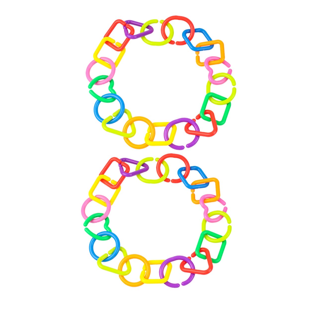 70個 ジオメトリック チェーン バックル のおもちゃリンク 教室用プラスチックリンク 鳥かごクリップ ..