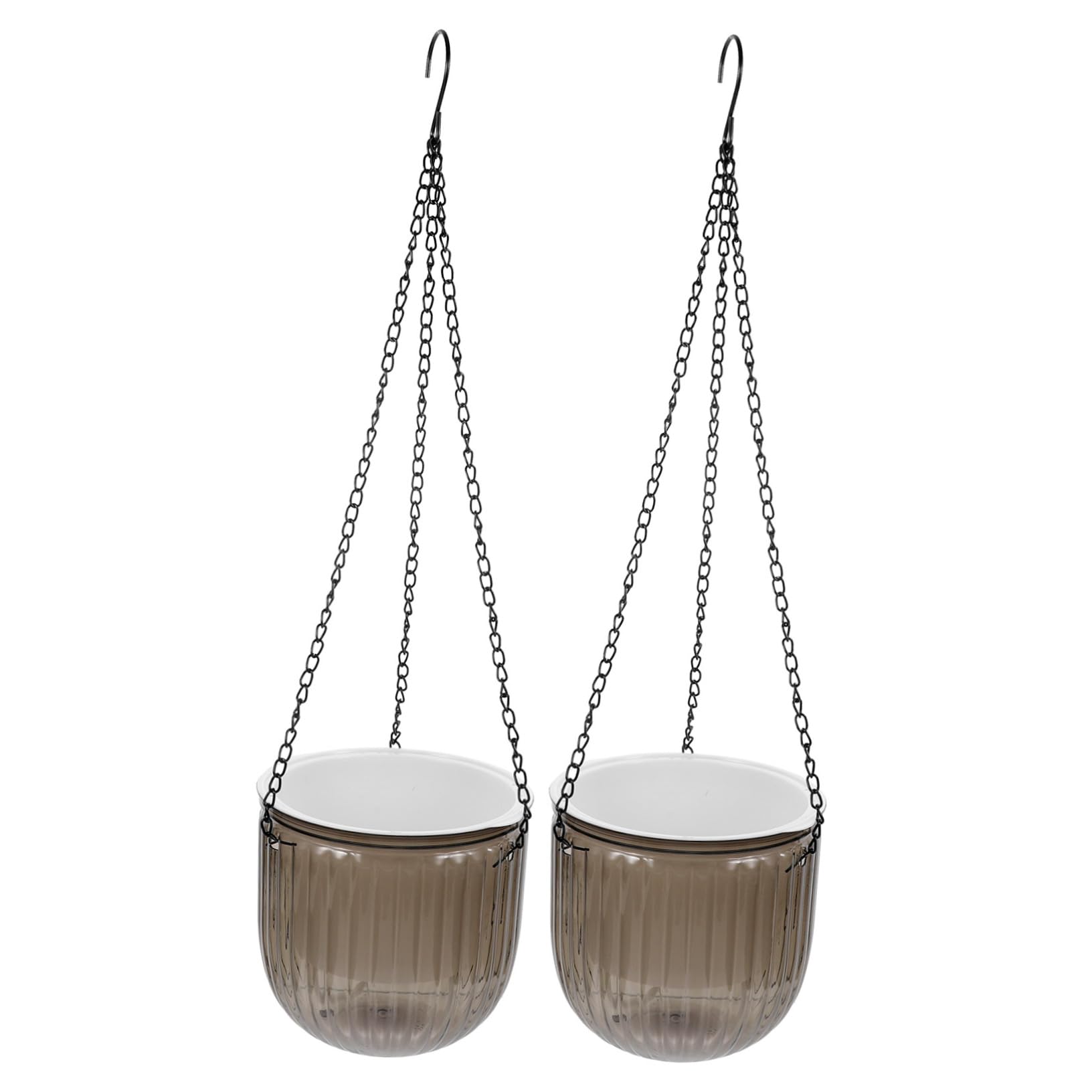 2個 自吸水設計大口径吊り下げプランター 屋内外対応 耐衝撃防晒仕様 綿ロープ吸水 保湿機能付き 壁掛け 卓上兼用 植物装飾用(3)