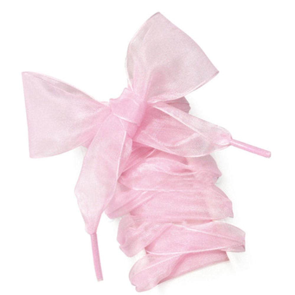 ブーツひも、子供用靴ひも、靴ひもサテンリボンシフォンワイドフラットレースオーガンザロープ子供用大人スニーカーシューズピンク、130cm (Color : Pink) ピンク -