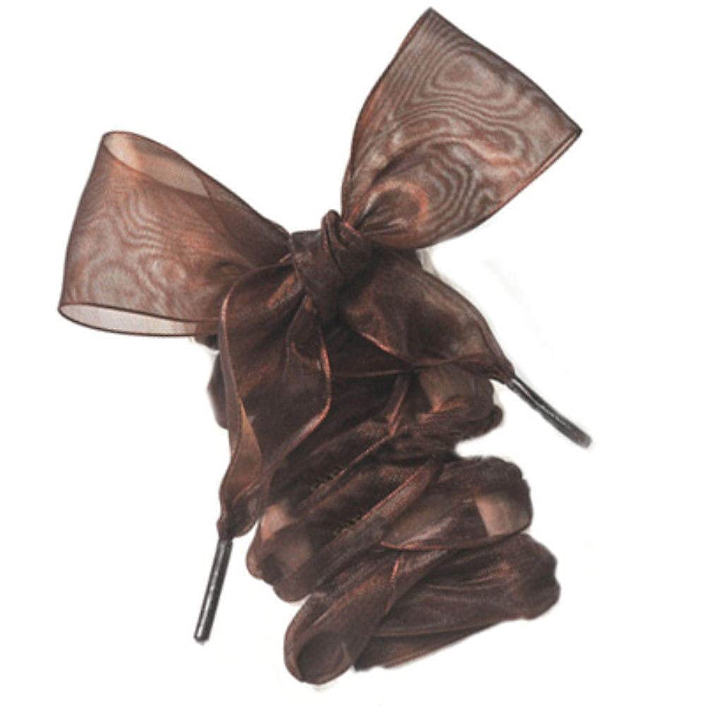 ブーツひも、子供用靴ひも、靴ひもサテンリボンシフォンワイドフラットレースオーガンザロープ子供用大人スニーカーシューズピンク、130cm (Color : Brown) ブラウン -